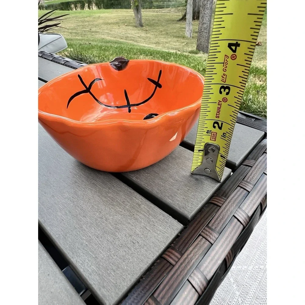 Pottery Barn Vintage Halloween Candy Dish Small Serving Bowl Pumpkin Snack 5.5